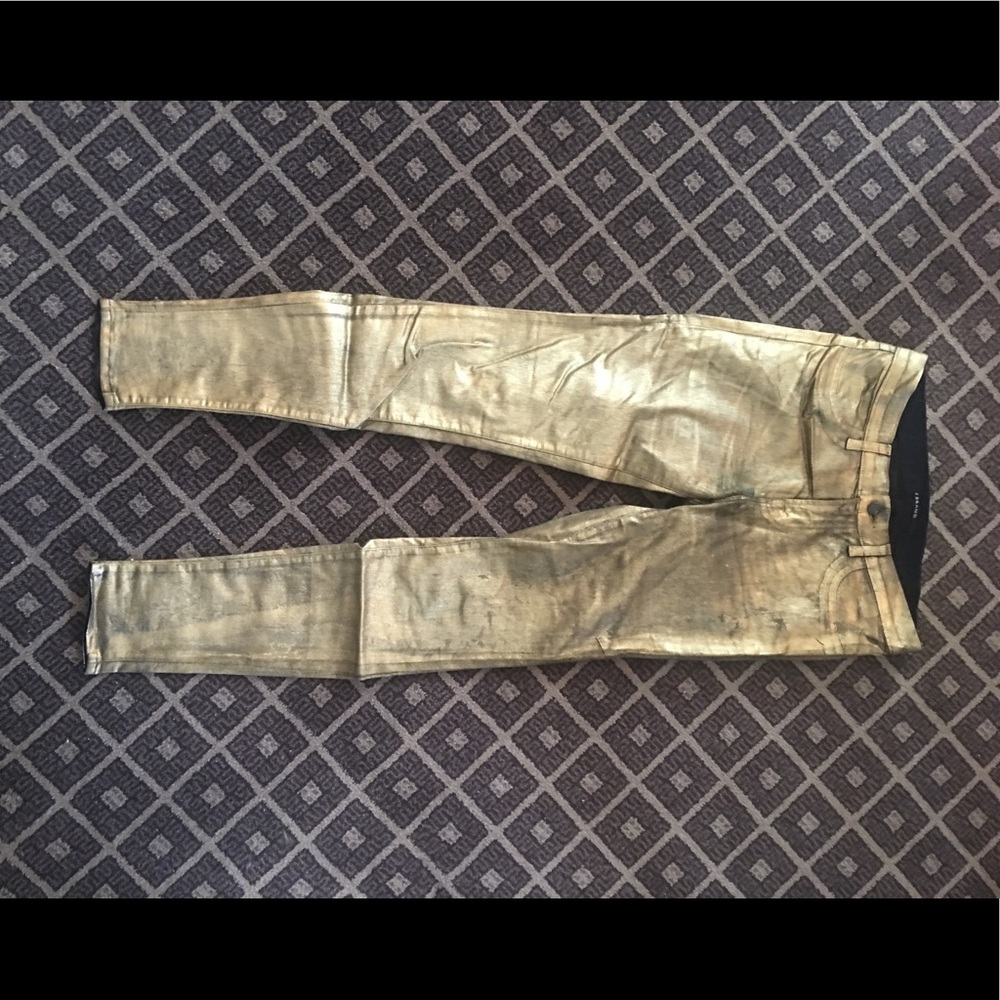 J.Brand Gold metallic skinny jeans. Super sexy.